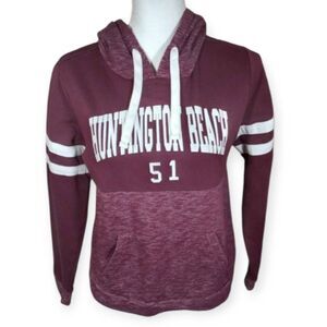 LIQUID ENERGY APPAREL MAROON & WHITE HUNTINGTON BEACH HOODIE SZ.S EUC.